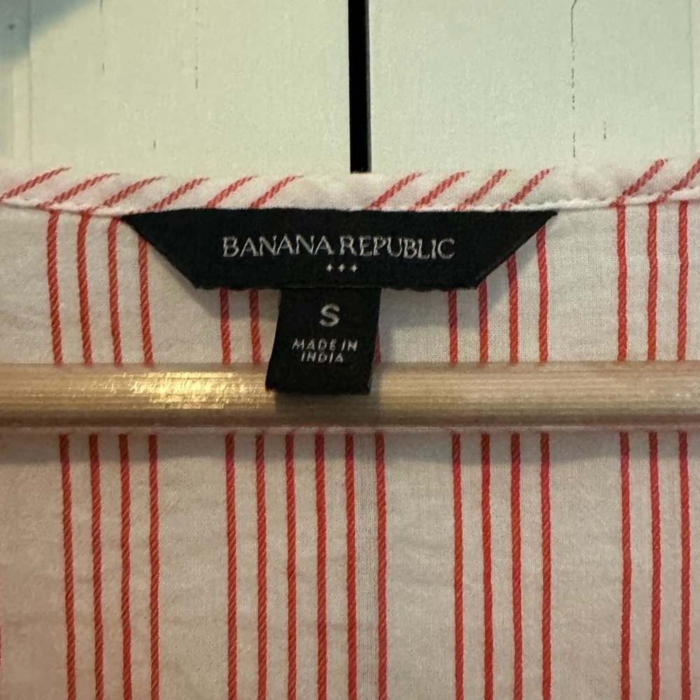 Banana Republic Pink Striped Embroidered Peasant Blouse Small up to M